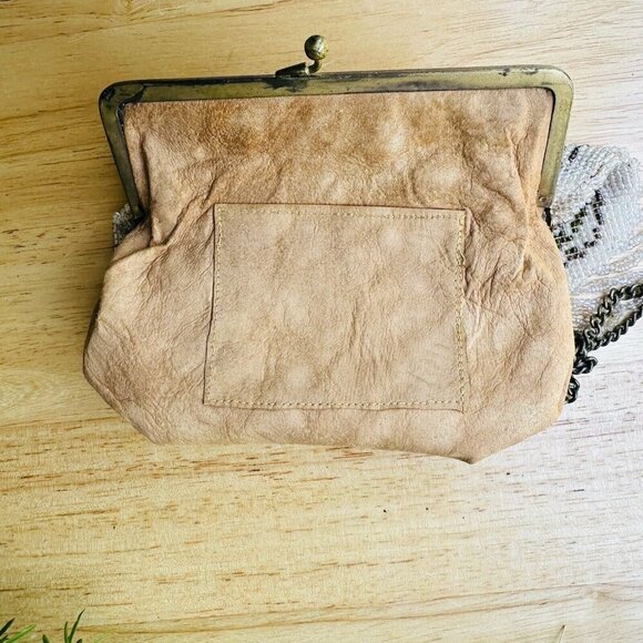 Antique Edwardian Fringe Flapper Purse Evening Bag Micro Seed Bead Floral Metal - Picture 8 of 16